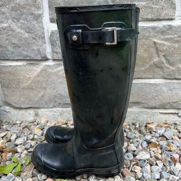 Hunter Boots - Womens Original Tall Rain Boots (Black) Size 37 - Picture 7 of 14